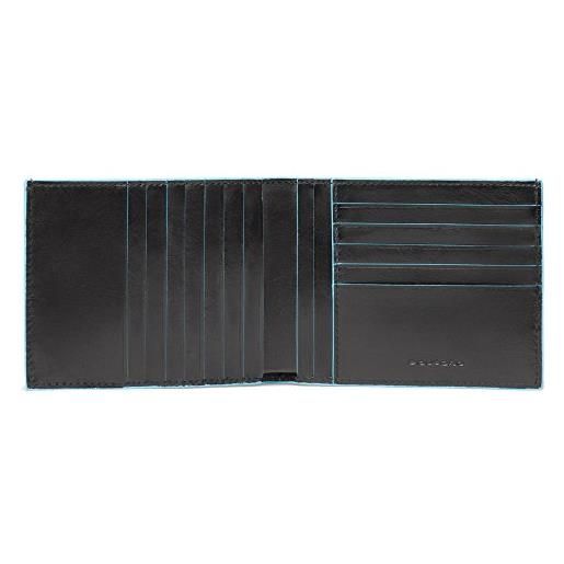 Piquadro blue square portamonete con 12 alloggiamenti per carte di credito, 12 cm, 0.43 litri, nero
