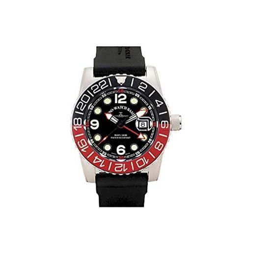 Zeno Watch Basel zeno-watch - orologio da polso da uomo - airplane diver quartz gmt points (dual time) nero/rosso - 6349q-gmt-a1-7