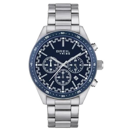 Breil orologio uomo fast quadrante mono-colore blu movimento cronografo quarzo e bracciale acciaio argento ew0572