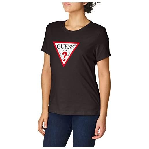 Guess ss cn original tee t-shirt, jet black a996, xs da donna