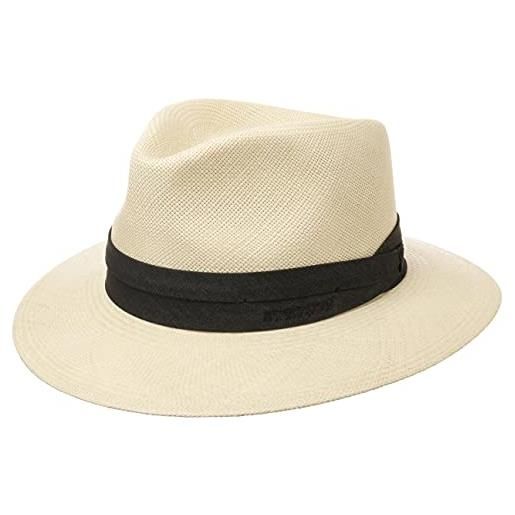 Stetson jefferson cappello panama uomo - made in ecuador da paglia traveller con nastro grosgrain primavera/estate - 58 cm natura