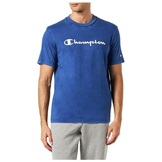 Champion legacy old school logo s/s t-shirt, blu (college), xxl uomo