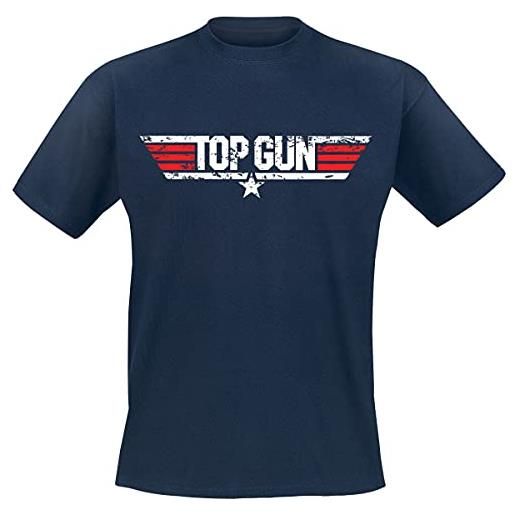 Difuzed top gun distressed logo uomo t-shirt blu navy l 100% cotone regular