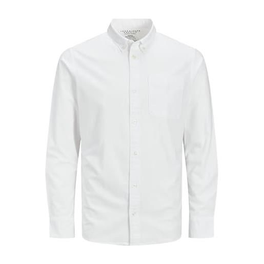 JACK & JONES jprblubrook oxford shirt l/s noos camicia, white/fit: slim fit, s uomo