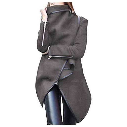 Worclub giacca invernale da donna in lana asimmetrica giacca a vento manica lunga slim cappotti cappotto di lana