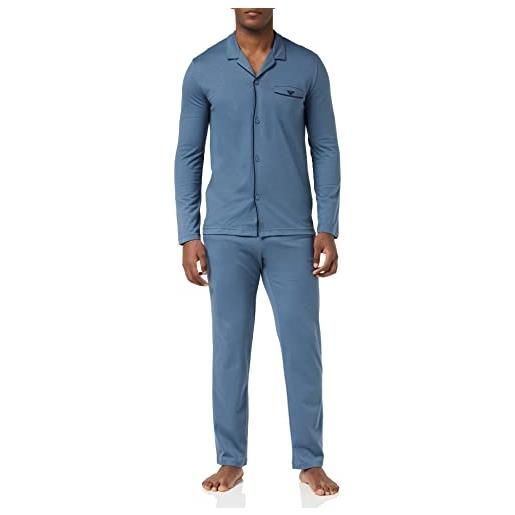 Emporio Armani interlock-set pigiama con felpa e pantaloni con coulisse, nero, s uomo