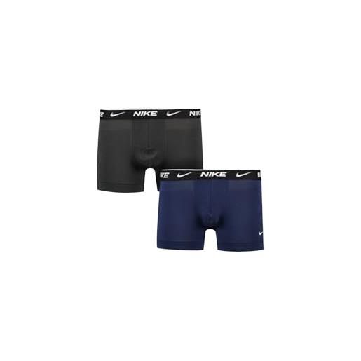 Nike boxer da uomo in dri-fit, trunk 2pk, confezione da 2 pezzi (m, black/wolf grey wb/geode teal wb)
