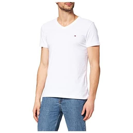 Tommy Hilfiger core stretch slim vneck tee maglietta, bianco (bright white 100), xx-large uomo