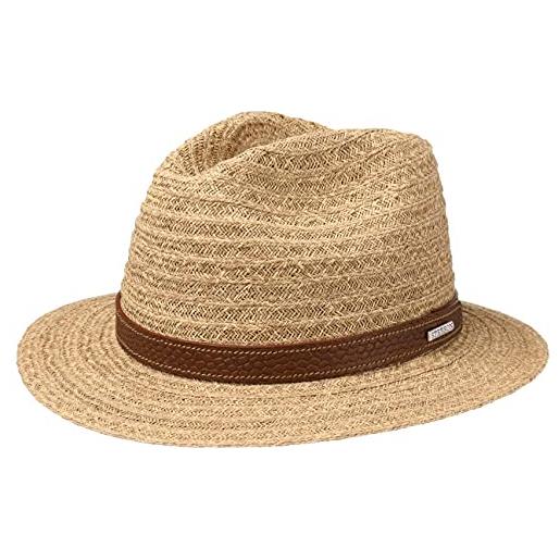 Stetson cappello in rafia barnell traveller uomo - di paglia estivo da sole con fascia pelle primavera/estate - m (56-57 cm) natura