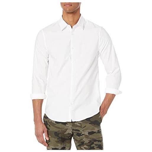 Armani Exchange slim fit oxford button up shirt maglietta, white oxford/7blu/w, xl uomo