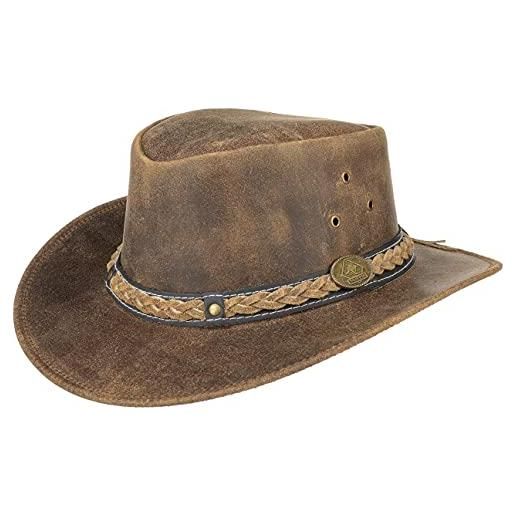 Scippis williams cappello australiano di pelle | cow boys hat | look invecchiato | estate/inverno (nero, m/57-58cm)