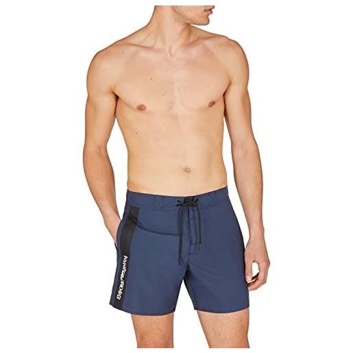 Emporio Armani swimwear uomo net tape boxer short swim trunks, blu navy, 50, blu navy