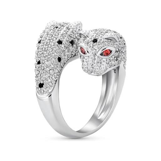 Bling Jewelry occhio rosso zirconia cubica bianco nero cz moda gatto pantera leopardo dichiarazione anello bypass per donne argento placcato ottone