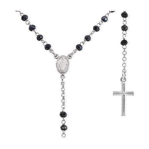 Mugler rosario classico ag925 - cristalli grigi, colore: rodio - amen collection