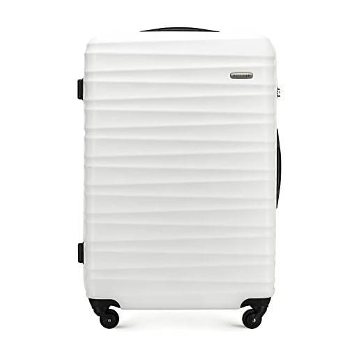 WITTCHEN valigia da viaggio bagaglio a mano valigia da cabina valigia rigida in abs con 4 ruote girevoli serratura a combinazione maniglia telescopica groove line taglia l bianco