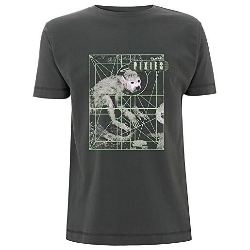 Pixies monkey grid uomo t-shirt carbone xl 100% cotone regular
