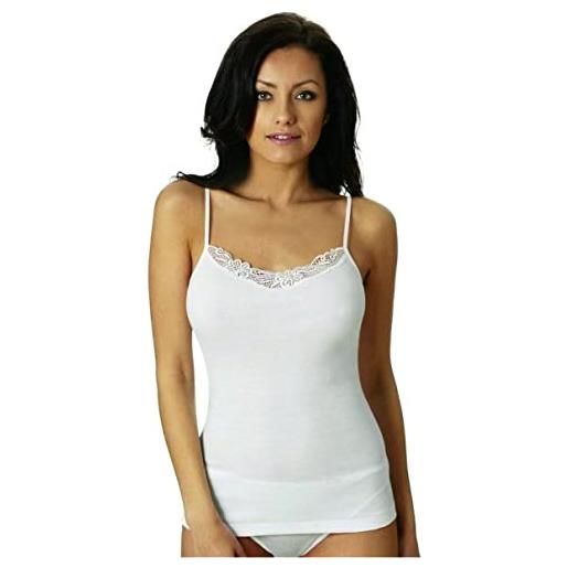 Nottingham 3 pezzi canottiera donna spalla stretta vs4311w con inserti in pizzo in cotone (bianco, 3/m)