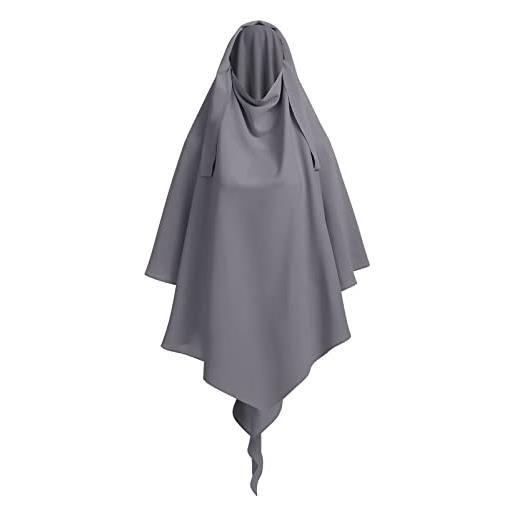 EBODYY khimar hijab for donne, hijab high jilbab for musulmane donne di dubai, medio oriente, foulard musulmano in chiffon premium (colore gray)