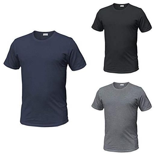 Enrico Coveri 3 t-shirt uomo mezza manica girocollo cotone bielatico art et1000 (4/m, nero/blu/grigio)