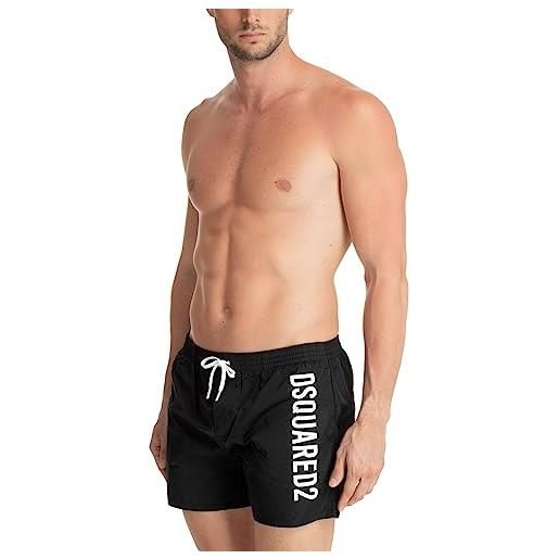 DSQUARED2 beachwear uomo nero shorts mare con stampa logo lettering 52