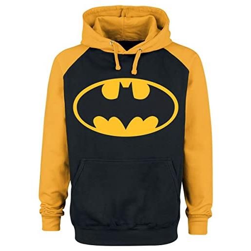 Batman logo uomo felpa con cappuccio nero/giallo s 80% cotone, 20% poliestere regular