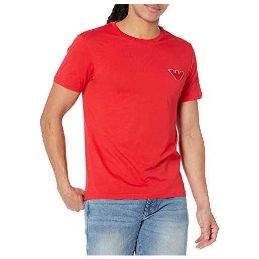 Emporio Armani t-shirt sponge eagle, t-shirt uomo, rosso rubino, xl