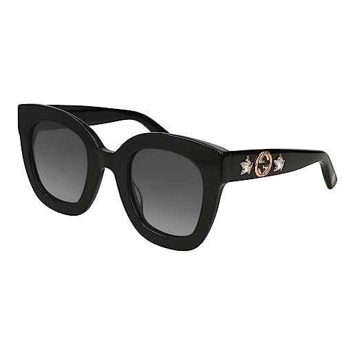 Gucci gg0208s 001 occhiali da sole, nero (1/grey), 49 donna