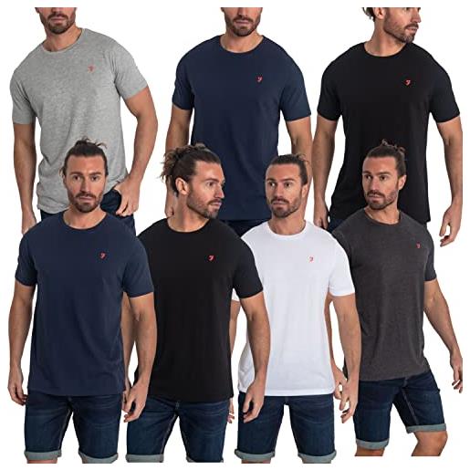 Farah t-shirt 3, 5, 7 pack da uomo classico girocollo in cotone solido t-shirt da cinque confezioni da uomo abbigliamento casual, firzton, s