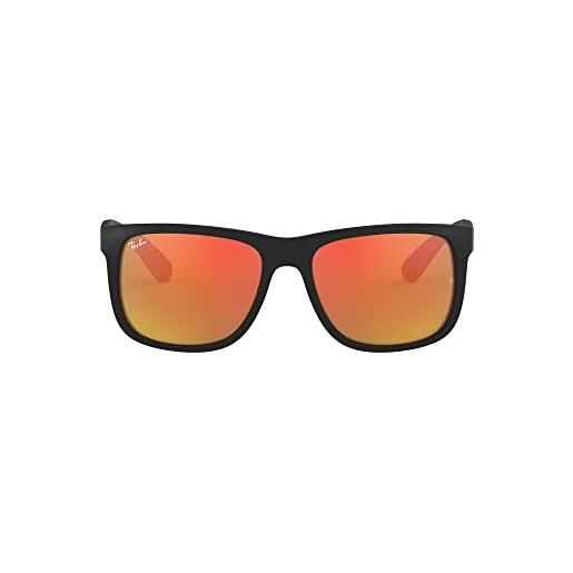 Ray-Ban justin occhiali da sole unisex, marrone (montatura: light havana rubber, lenti: braun grandiert), 55 mm