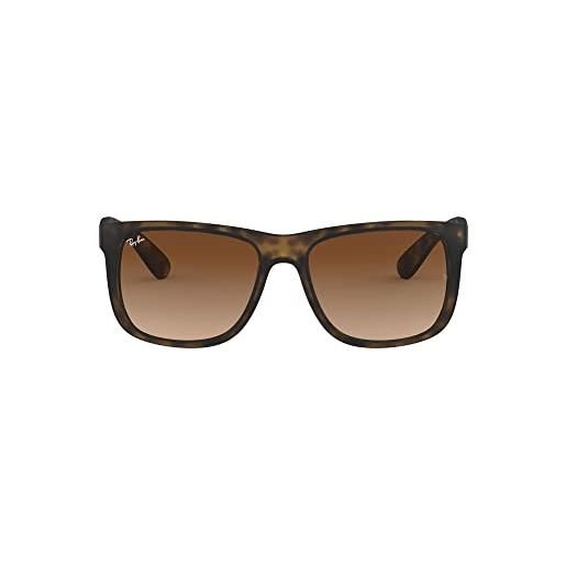 Ray-Ban justin occhiali da sole unisex, marrone (montatura: light havana rubber, lenti: braun grandiert), 55 mm