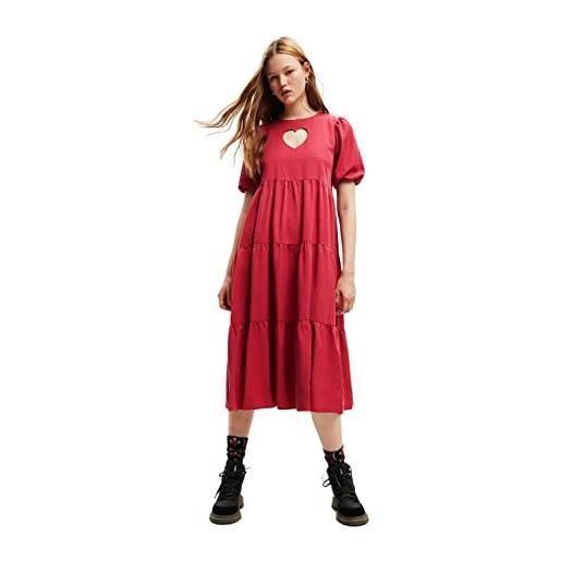Desigual vest_flora, 3194 chilli casual, colore: rosso, m donna
