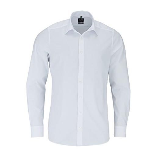 Olymp uomo camicia business a maniche lunghe level five, body fit, new york kent, weiß 00,37