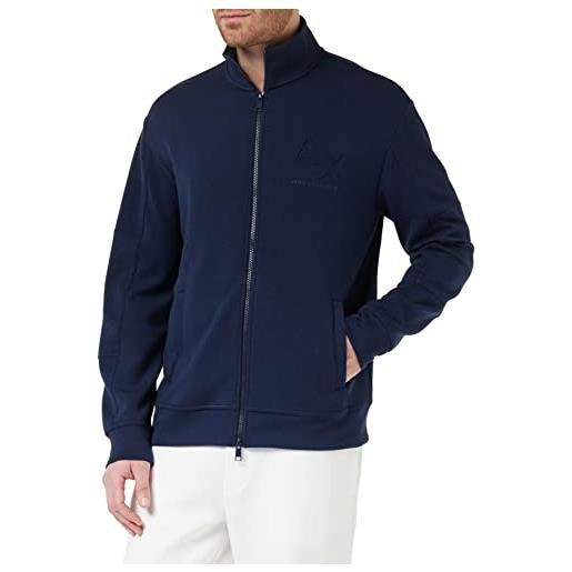 ARMANI EXCHANGE logo in rilievo sul davanti, zip e tasche frontali, cardigan sweater uomo, blazer blu marine, xs