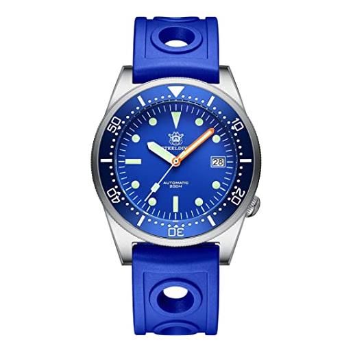SOTAG steeldive sd1979 bracciale in acciaio inossidabile immersione orologi da uomo quadrante blu 200m impermeabile nh35 orologio da immersione meccanico automatico, gomma blu
