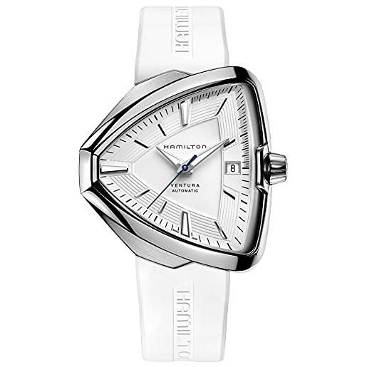 Hamilton elvis8 h24505311 - orologio automatico da uomo a forma di scudo, bianco
