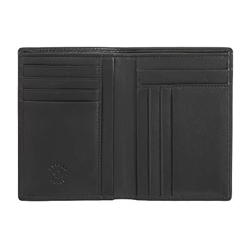 Nuvola Pelle portafoglio uomo in pelle sottile slim formato verticale porta carte documenti tessere banconote nero