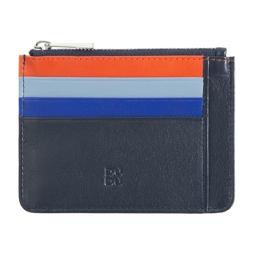DuDu bustina porta carte di credito in vera pelle colorata portafogli con zip navy