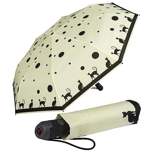 Knirps ombrello tascabile e. 200 medium duomatic, cat-ecru, 98 cm