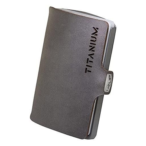 I-CLIP titan custodia ultra leggera per carte di credito di alta gamma con fermasoldi sostituibile - portacarte titan minimalista e resistente - portafoglio - titanio scuro grigio urbano. 