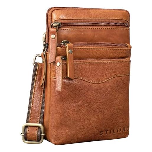 STILORD 'aria' chest bag in pelle piccola per donne e uomini fanny pack vintage borsa a tracolla smartphone 8 pollici tablet bag, colore: texas - marrone