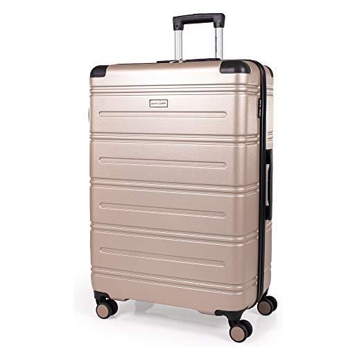 Pierre Cardin valigia rigida in abs - bagagli da viaggio con 8 ruote spinner | maniglia telescopica | valigia rigida lyon cl889, champagne, l, set bagagli