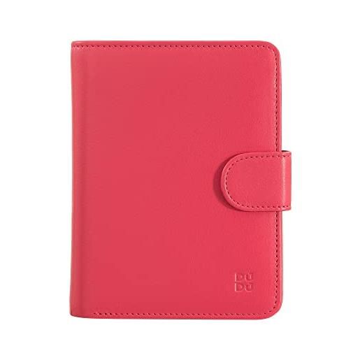 Dudu portafoglio da donna in pelle morbida colorato blocco rfid con portamonete zip e porta carte di credito lampone