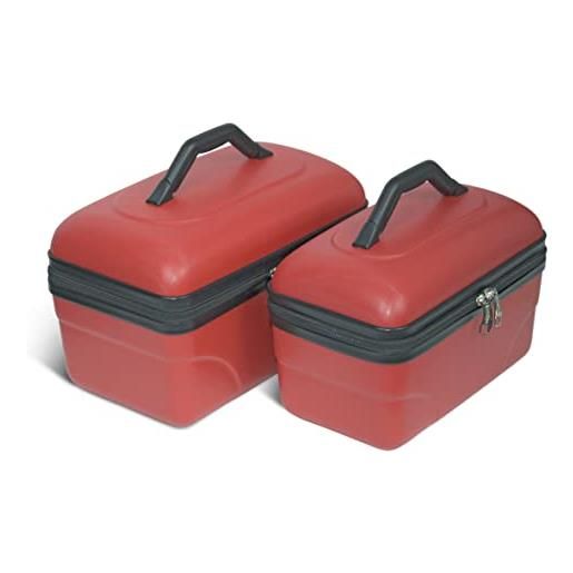 KINSTON 2 beauty case da viaggio 30/35cm, colore rosso, valigie robusti trolley rigidi