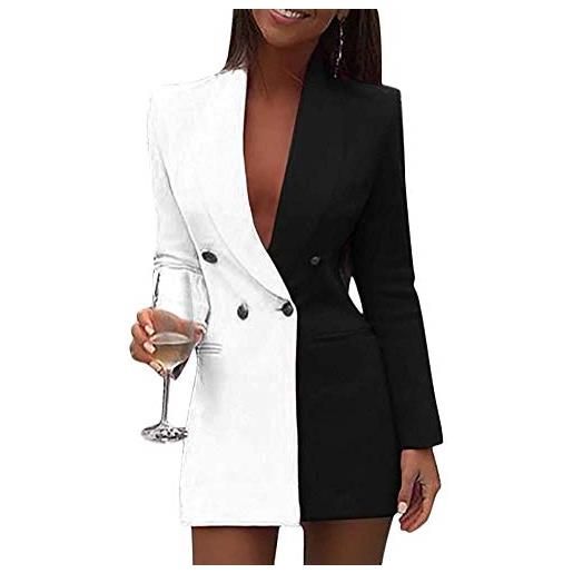 AngelZYJ vestiti donna elegante partito cocktail abiti paillettes mini abito manica lunga. Mini vestito scollo a v vestitini blazer (nero, m)
