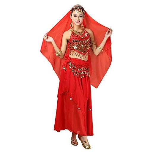 Huateng donne danza del ventre set - nappa paillettes danza indiana carnevale costume da spettacolo