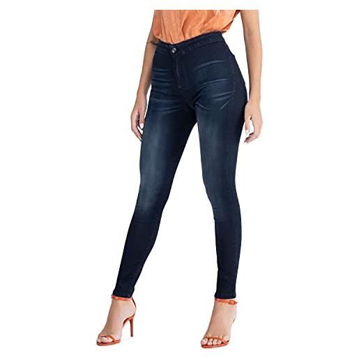 MAMAJEANS jeggings donna a vita alta, jeans comodo in cotone ultra elasticizzato, skinny fit - made in italy (xl, deluxe scuro)
