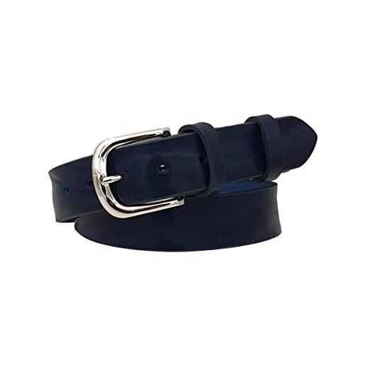 ESPERANTO cintura 3,5 cm in vero cuoio di toro plissè bottalato effetto vintage con fibbia argentata nichel free (taglia 46 - girovita 90 cm, nero)