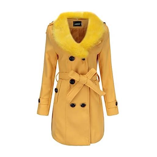 WHZXYDN cappotto di lana trench da donna di media lunghezza, cappotto invernale, collo di pelliccia grande, cappotto di lana a doppia faccia, donna