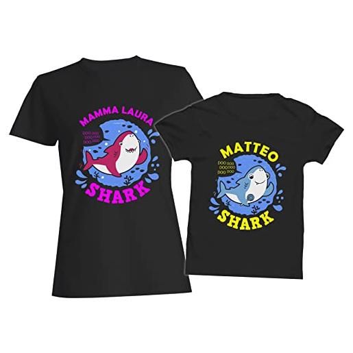 t-shirteria coppia magliette madre figlio personalizzabili squali shark squaletti squaletto compleanno mamma baby figli bimbo ragazzino maschietto regalo