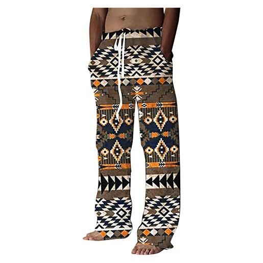 Generico pantaloni africani pantaloni di grandi dimensioni con tasche in lino stampate casual da uomo camicia jeans uomo slim fit